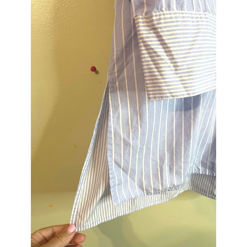MADELEINE Mode GmbH Blue & White Striped Button Up 3/4 Sleeve Shirt | Size 16 - Picture 5 of 15